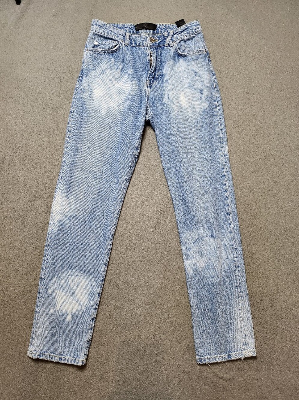 KOLLAR Men's 967 Cobain Bleach Splatter Blue Jeans Size 28 Distressed Acid Wash